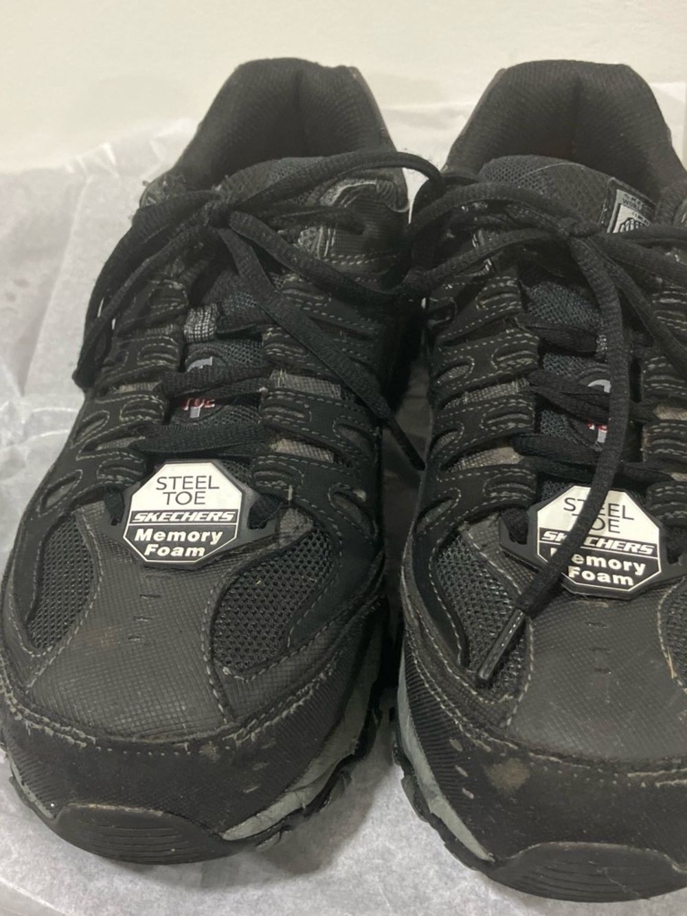 Skechers Men’s Black Athletic Steel Toe Memory Foam Sneakers